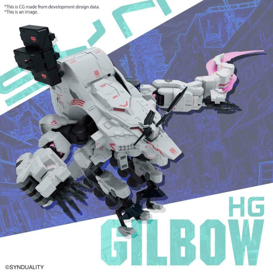 HG Gilbow Bandai Model kit, Parts to transform the legs to reproduce the hovering state are included too, and a display base and stickers are also included.