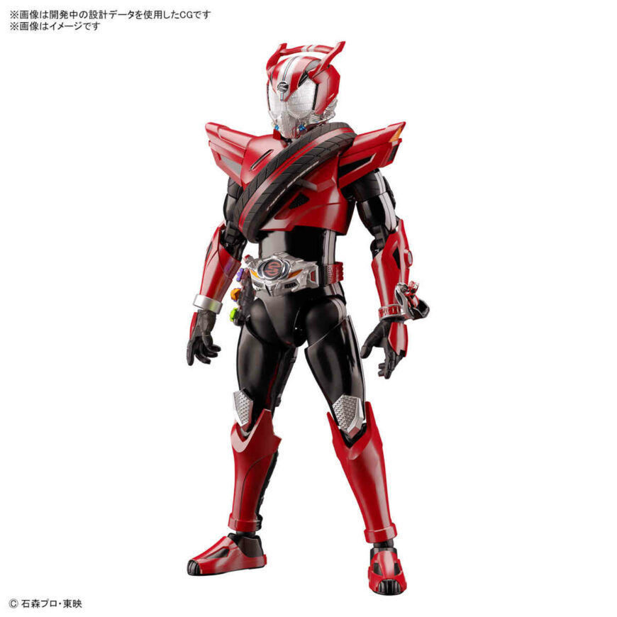 Kamen Rider Figure-Rise Standard Drive Type Speed model kit. Per gli accessori, Drive viene fornito con più auto Shift - Speed, Flare, Funky e Ninja.