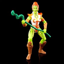 Snake Teela Mattel Masters of the Universe Origins Action Figure. It stands approx. 14 cm tall and comes with accessories in a blister card packaging.