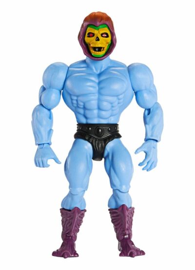 MOTU Skeletor & Screeech Masters of the Universe Origins 2-pack Skeletor stands approx. 14 cm tall and comes with Screeech and accessories in a window.
