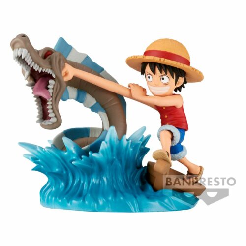Statue One Piece Log Stories Monkey D. Luffy vs Local Sea Monster. From the anime series "One Piece" comes this PVC statue. It stands approx. 7 cm tall.