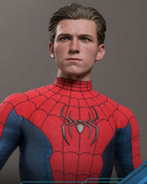 Spiderman No Way Home Hot Toys 1/6 New Red and Blue Suit Sideshow and Hot Toys present the Spider-Man (New Red and Blue Suit) (Deluxe Version).