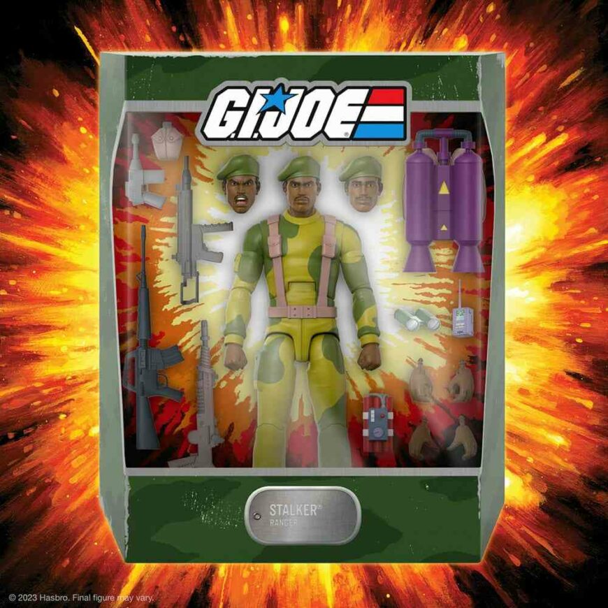 Action figures G I Joe Stalker 18 cm Super7. features multiple interchangeable heads & hands, and a wholearsenal of weapons.