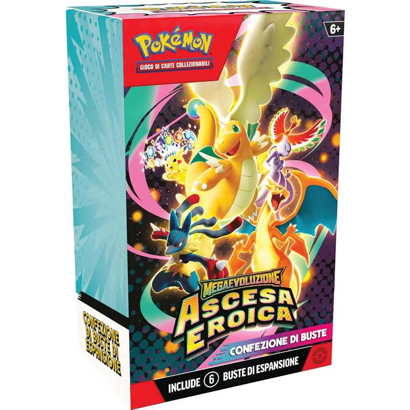Pokemon display 10x Bundle 6 buste Megaevoluzione Ascesa Eroica ITA